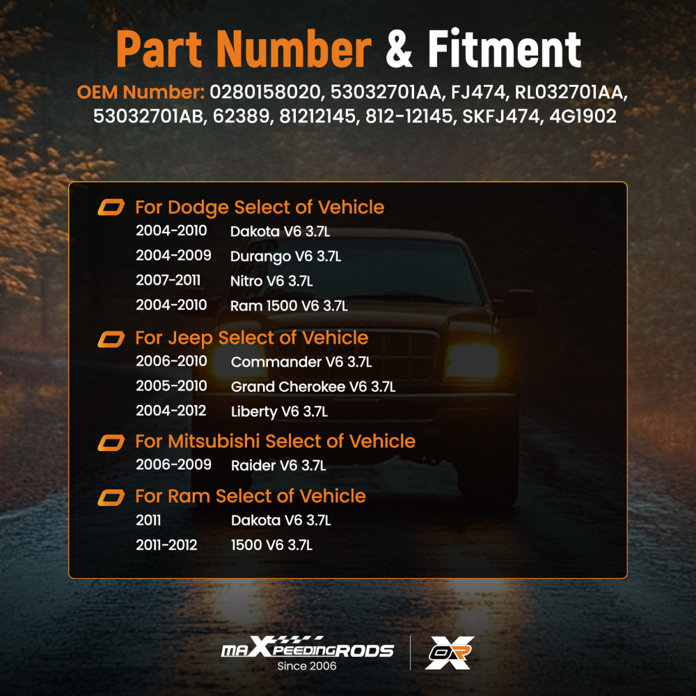 6x Fuel Injectors compatible for Jeep Liberty compatible for Dodge Dakota compatible for Mitsubishi 3.7L 0280158020
