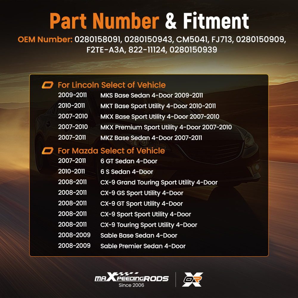 6Pcs Fuel Injectors compatible for Ford Edge compatible for Lincoln Mazda 3.5L 3.7L 2007-2011 0280158091