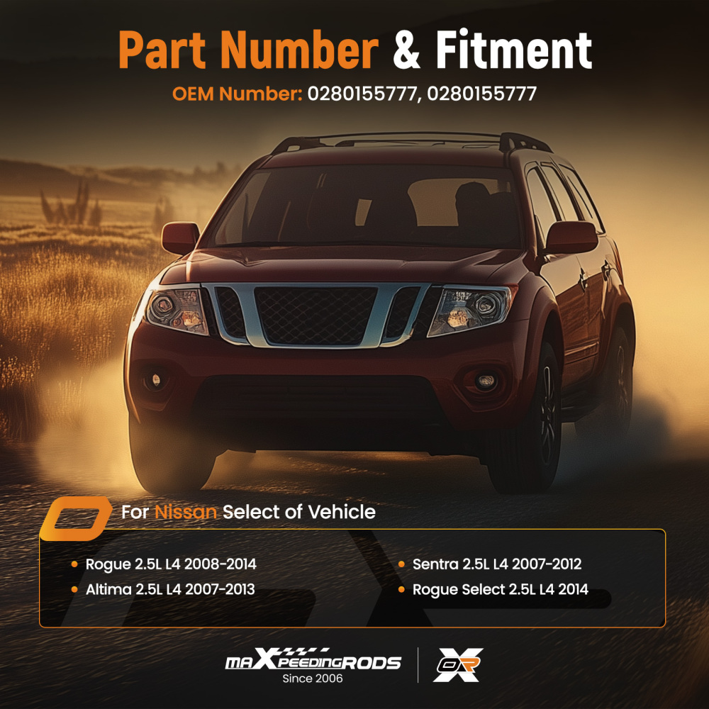 Set of 4 Fuel Injectors compatible for Nissan Sentra Rogue Altima 2.5L L4 0280158130