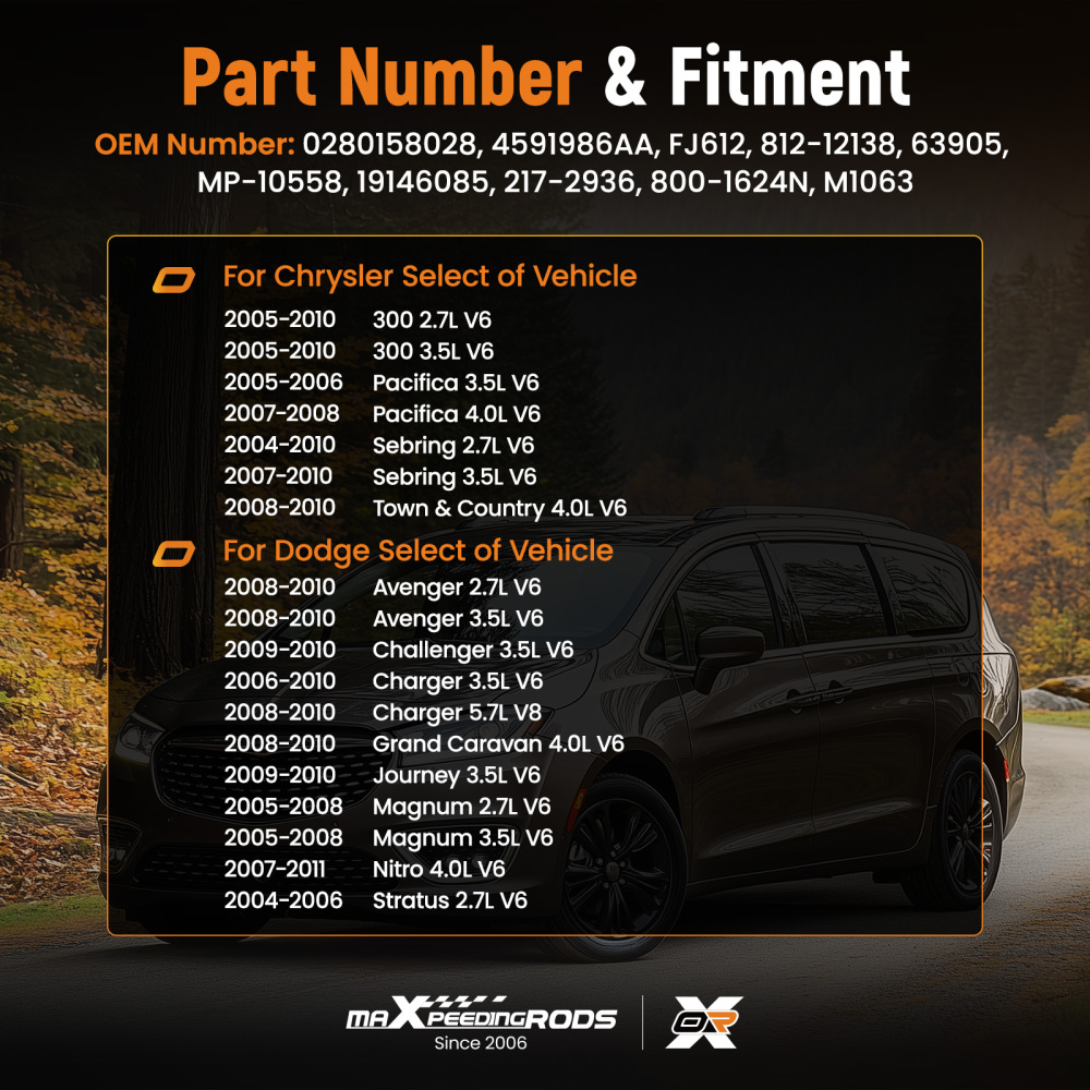 6X Fuel Injectors compatible for Dodge Charger compatible for Chrysler 300 2.7L 3.5L 4591986AA 0280158028