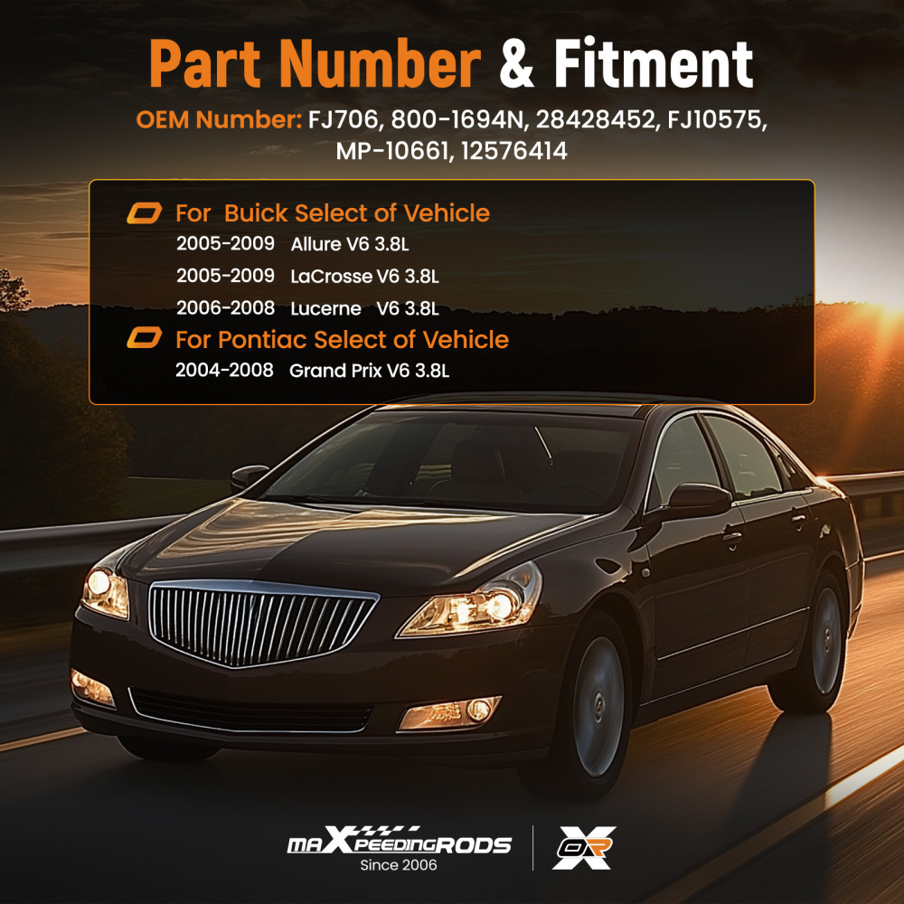 6 Fuel Injector compatible for Buick Allure compatible for LaCrosse Lucerne 3.8L 12576414 FJ10575