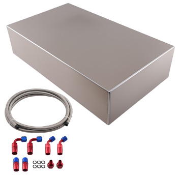 17 Gallon 64L Aluminum Fuel Tank+Cap+Level Sender+Steel Line Kit for Hot Rod