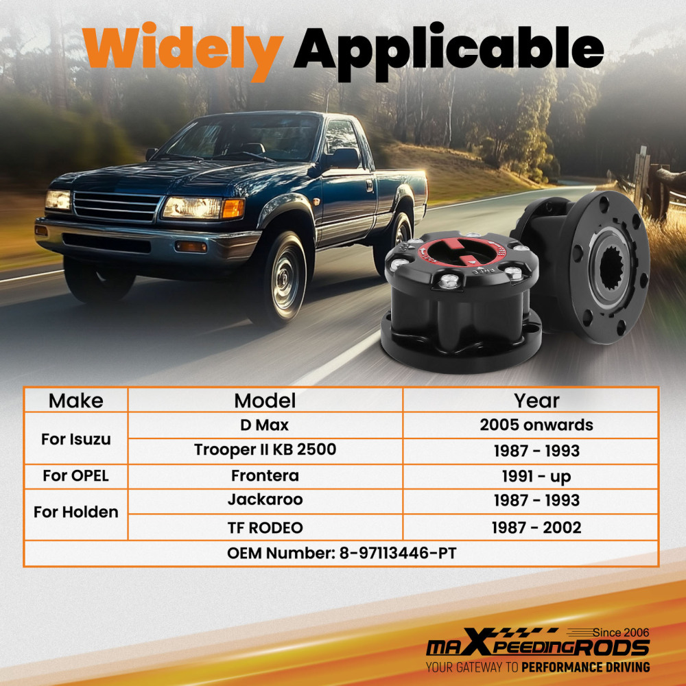 Compatible for Holden Rodeo Jackaroo compatible for Colorado Frontera compatible for Isuzu Dmax Manual Free Wheeling Hubs 