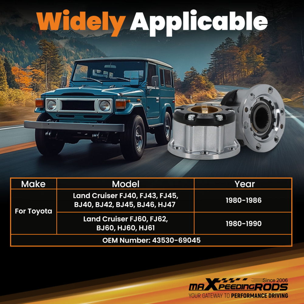 Compatible for Toyota 4x4 compatible for LandCruiser HZJ80 FZJ 70/75 (2pcs) Free Wheel Locking Hub Hubs 