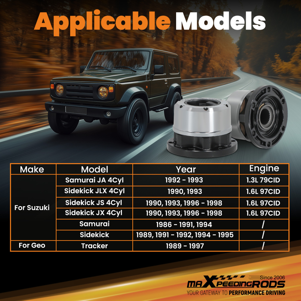 Anteriore Ruota Kit Libera compatibile per Suzuki Sidekick Locking Hub Set Of 1 Pair