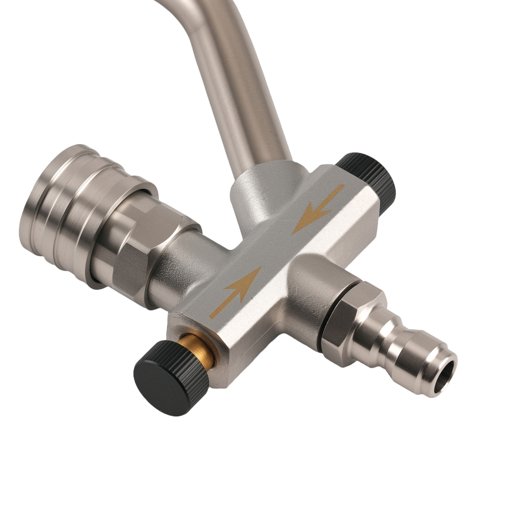 2 Way Foam Bar for Pressure Washer Gun Nozzle Dual Connector Stainless Wand