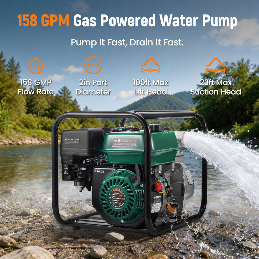 2 inch Gas Powered Water Pump 212cc 4-stroke 158GPM For Flood Irrigation