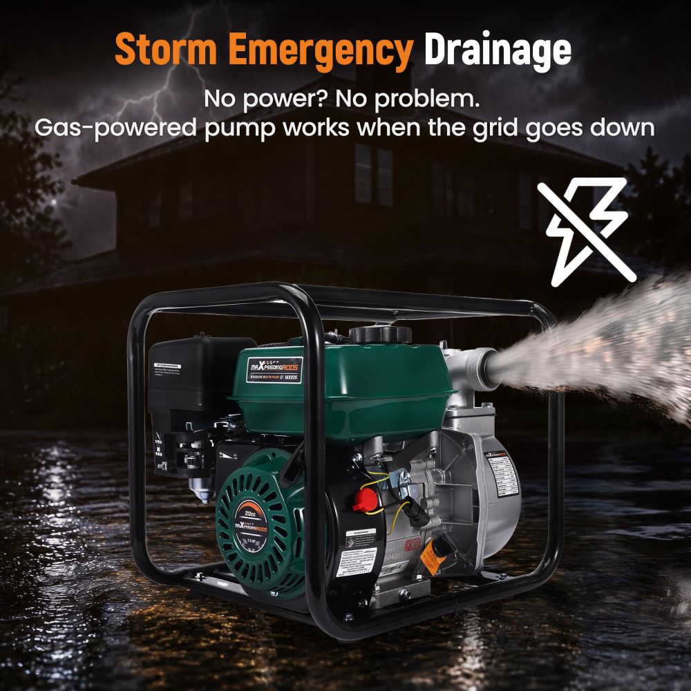2 inch Gas Powered Water Pump 212cc 4-stroke 158GPM For Flood Irrigation