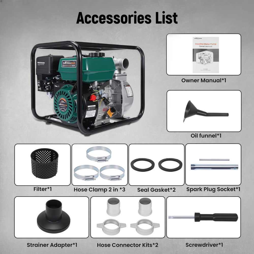2 inch Gas Powered Water Pump 212cc 4-stroke 158GPM For Flood Irrigation