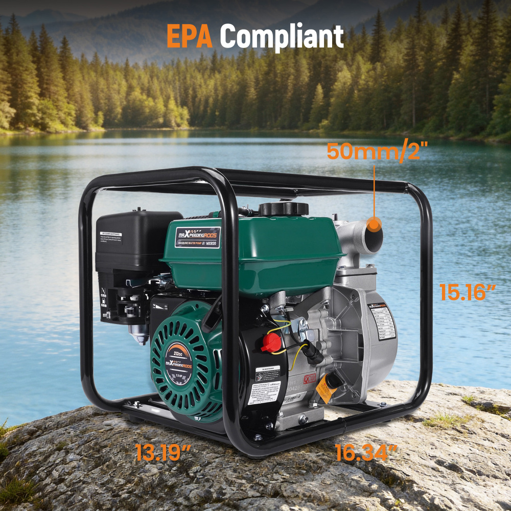 2 inch Gas Powered Water Pump 212cc 4-stroke 158GPM For Flood Irrigation