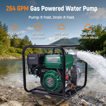 3 inch Gas Powered Water Pump 212cc 4-stroke 264GPM For Flood Irrigation