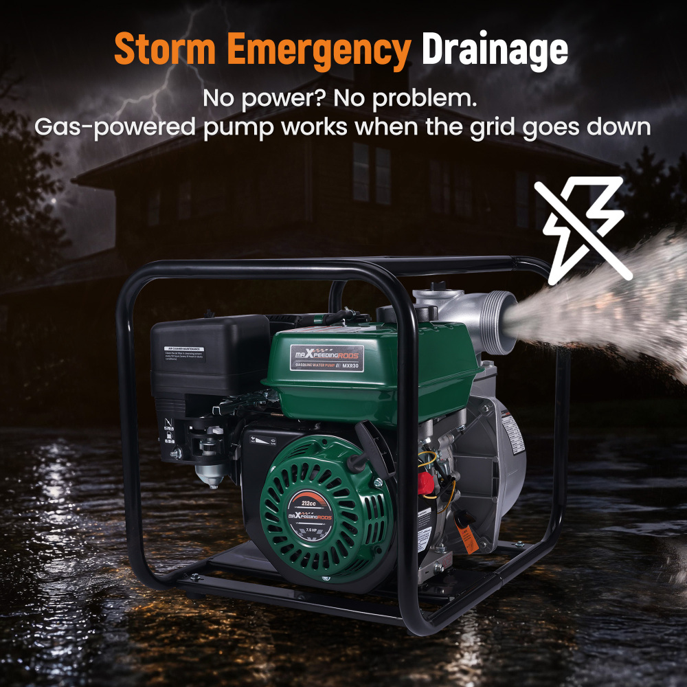3 inch Gas Powered Water Pump 212cc 4-stroke 264GPM For Flood Irrigation