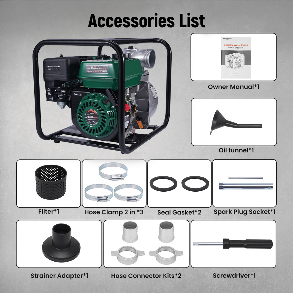3 inch Gas Powered Water Pump 212cc 4-stroke 264GPM For Flood Irrigation