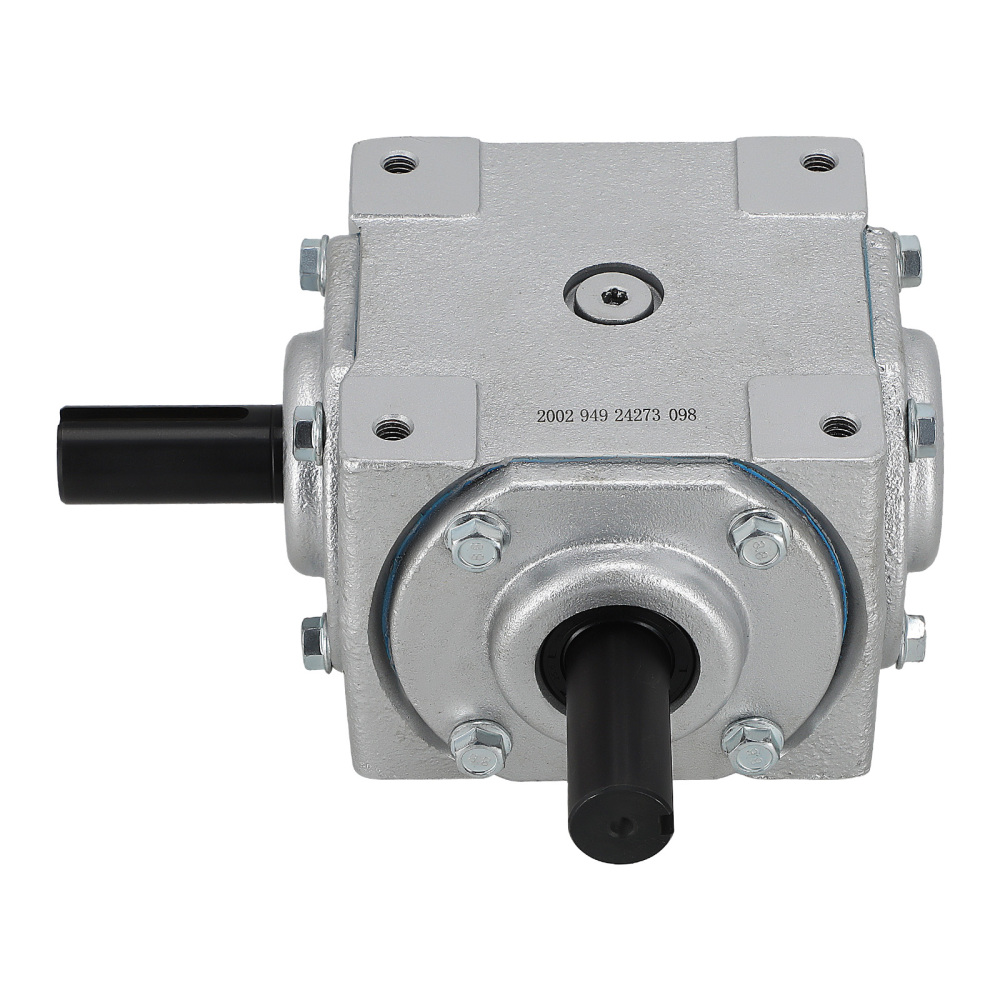 40 HP Right Angle Bevel Gearbox with 2 Keyed Shafts CW/CW 1:1 1800 Max RPM