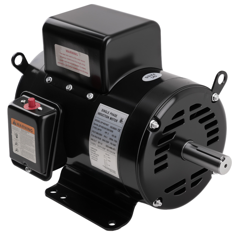 Air Compressor Electric Motor 3 HP 184T Frame 1750 RPM 1 Phase 208/230V ODP