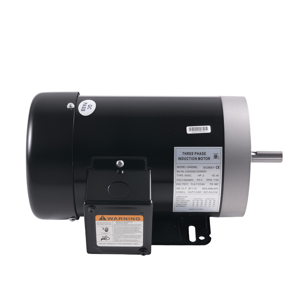 2 HP 3 Phase Electric Motor 56C Frame 1800 RPM TEFC 230 / 460 Volt compatible for AC Motor