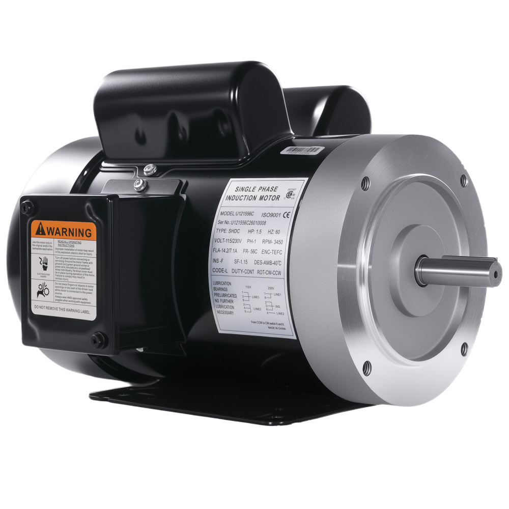 1.5HP Electric Motor 3450RPM 56C Frame 1-Phase 5/8 Keyed Shaft 115V/230V