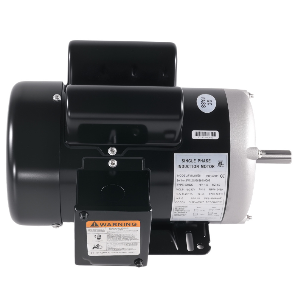 1.5HP Electric Motor 3450RPM Reversible Single Phase 56 Frame CCW Rotation