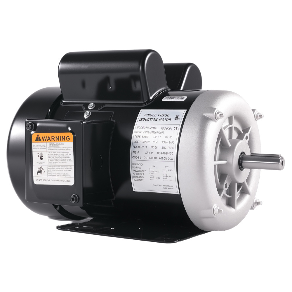 1.5HP Electric Motor 3450RPM Reversible Single Phase 56 Frame CCW Rotation
