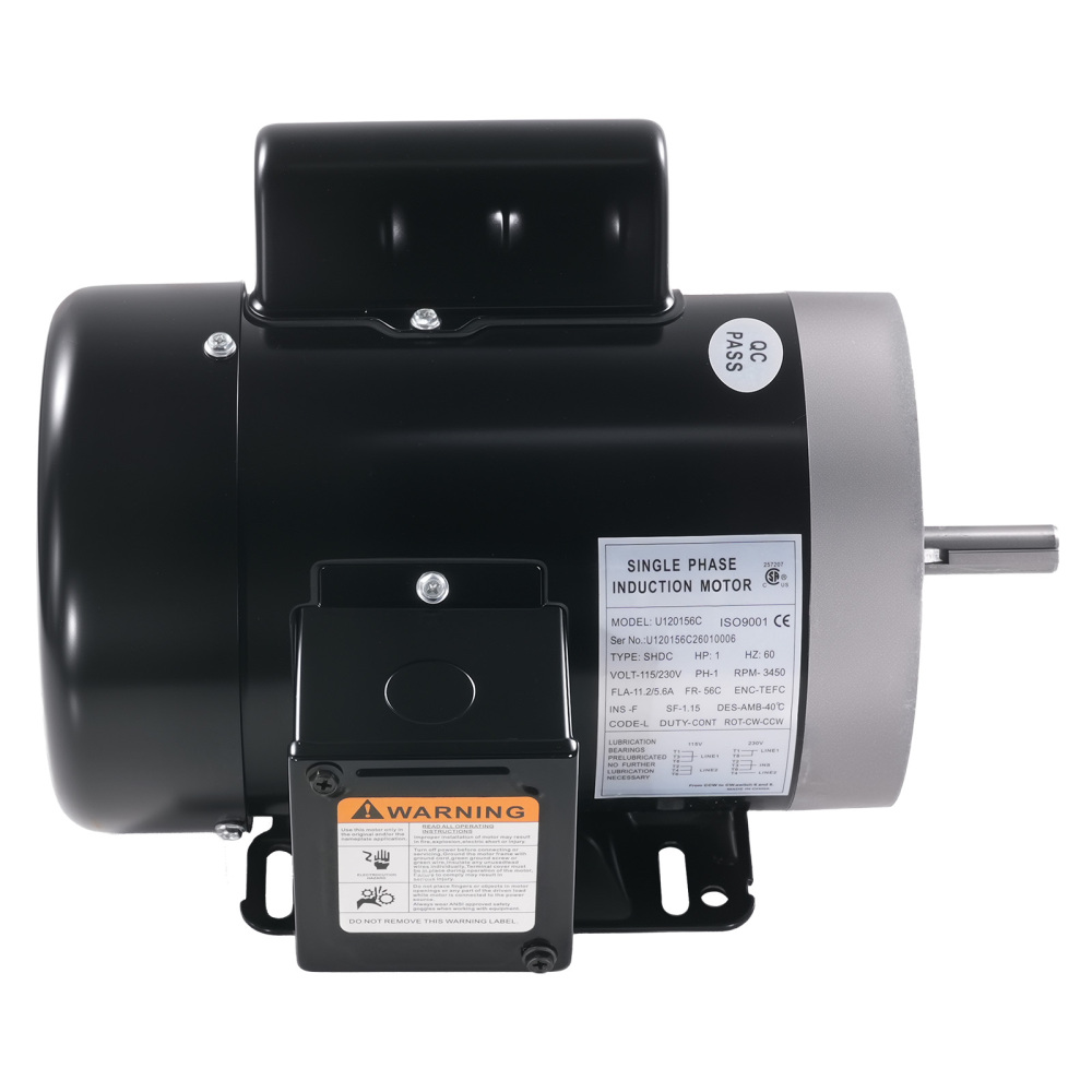 1HP 115/230V Electric Motor Single Phase 56C 3450RPM ODP CCW Rotation 60Hz