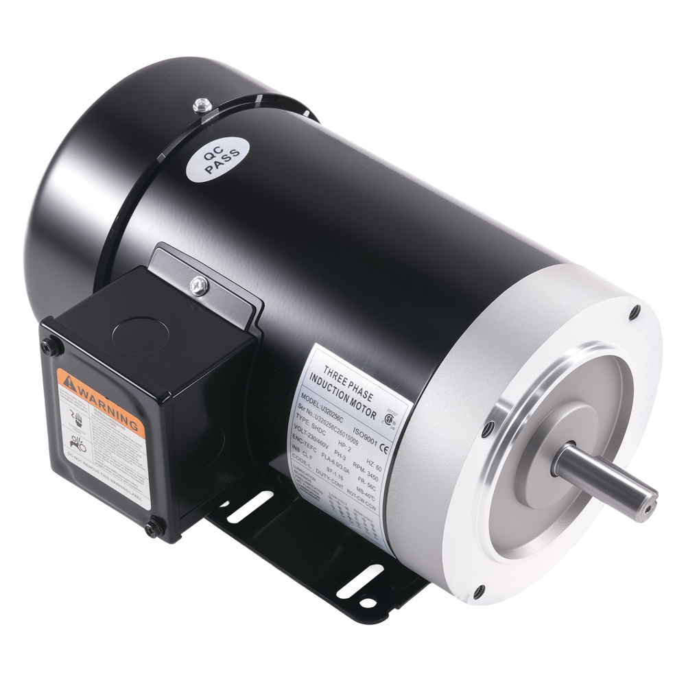 2 HP 3 Phase Electric Motor 56C TEFC 208-230/460V 1800 RPM C-Face Mount