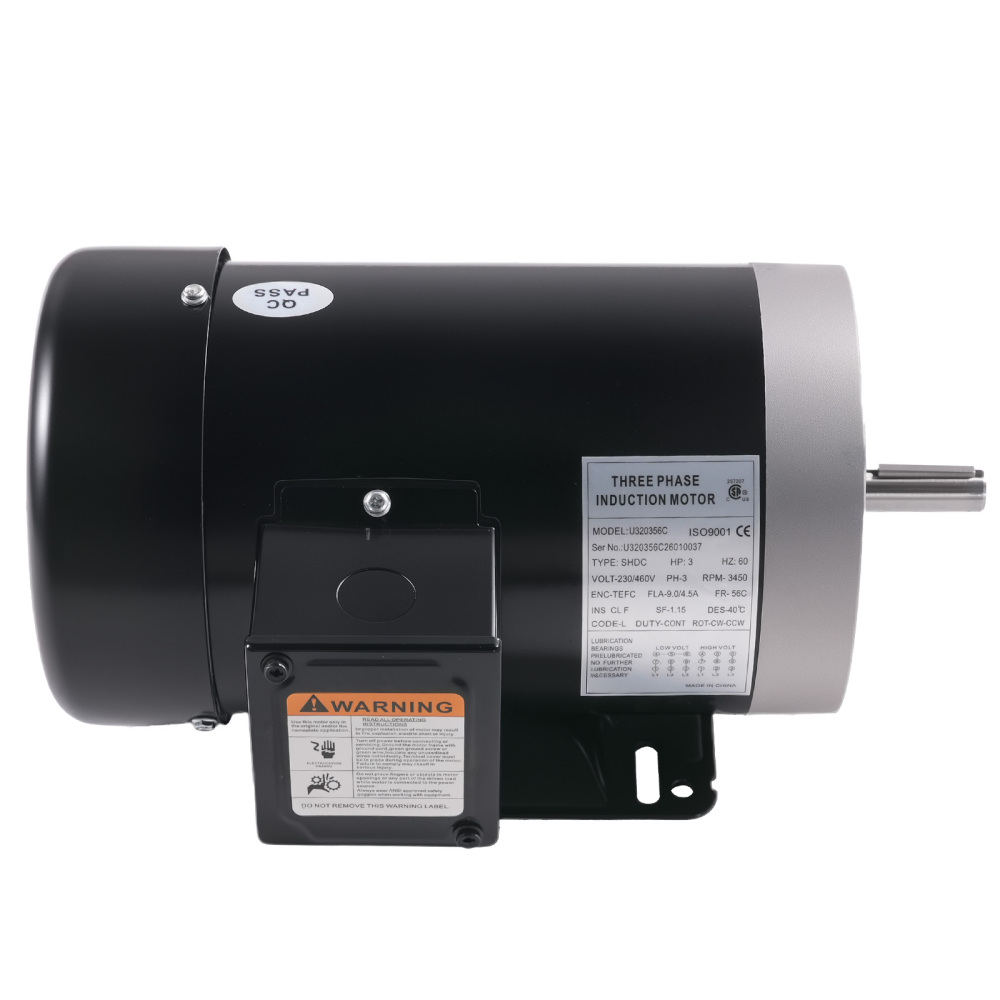 3HP Air Compressor Electric Motor 230/460V 3450RPM 56C Frame Three Phase