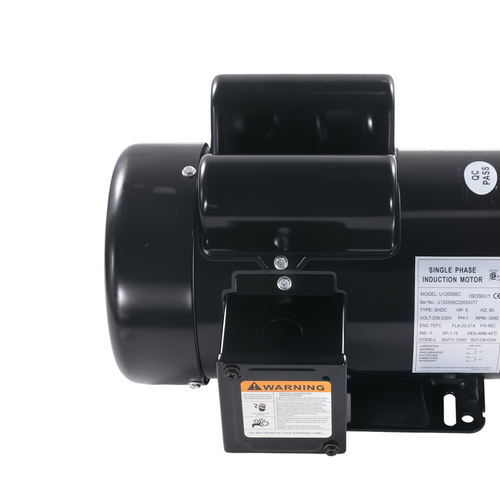 5HP Air Compressor Electric Motor 230V 3450RPM 56C Frame CW/CCW Rotation