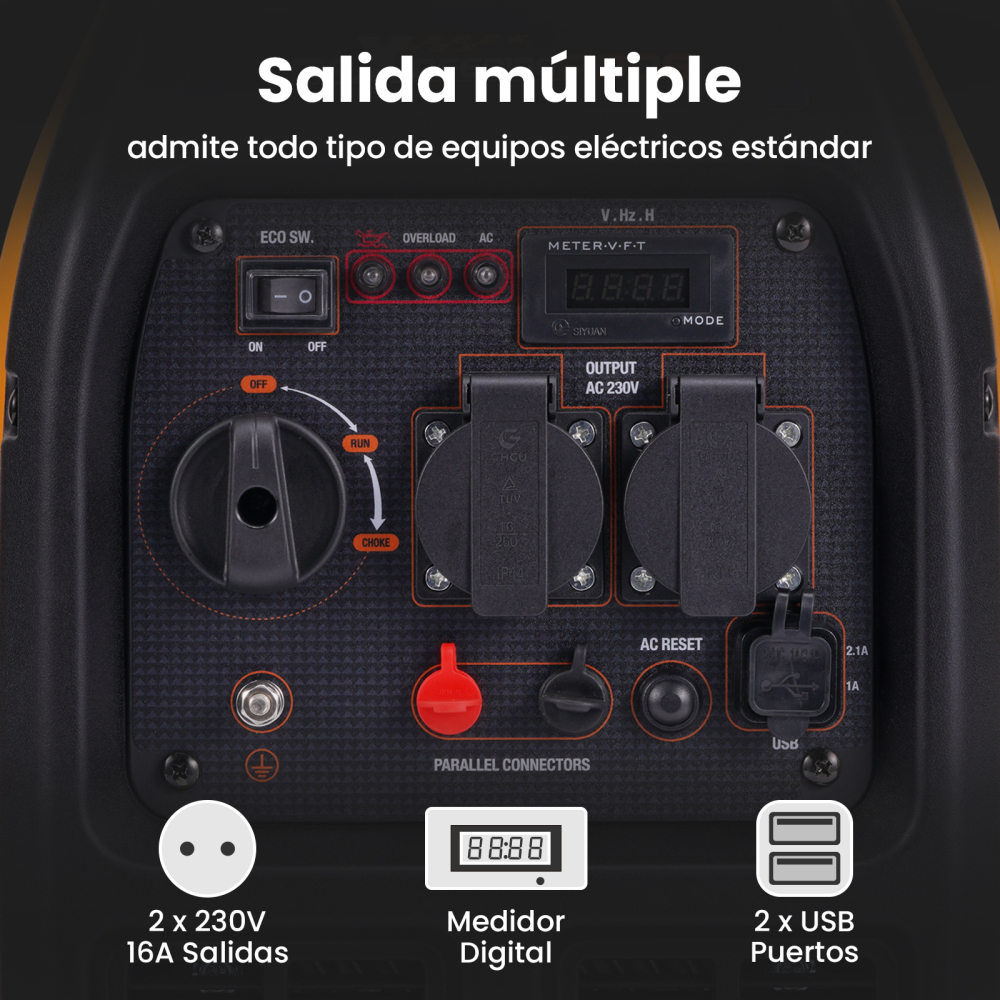 2300W Inversor Generador de energía Generador de energía de gasolina Luz 18,5k