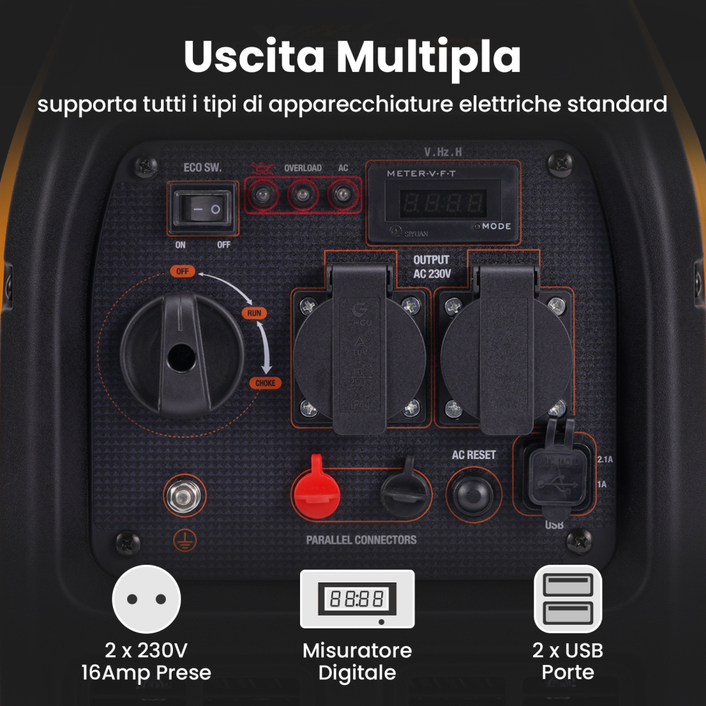 Generatore di corrente inverter 2300W Generatore di energia a benzina luce
