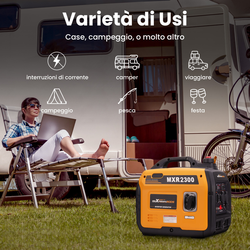 Generatore di corrente inverter 2300W Generatore di energia a benzina luce