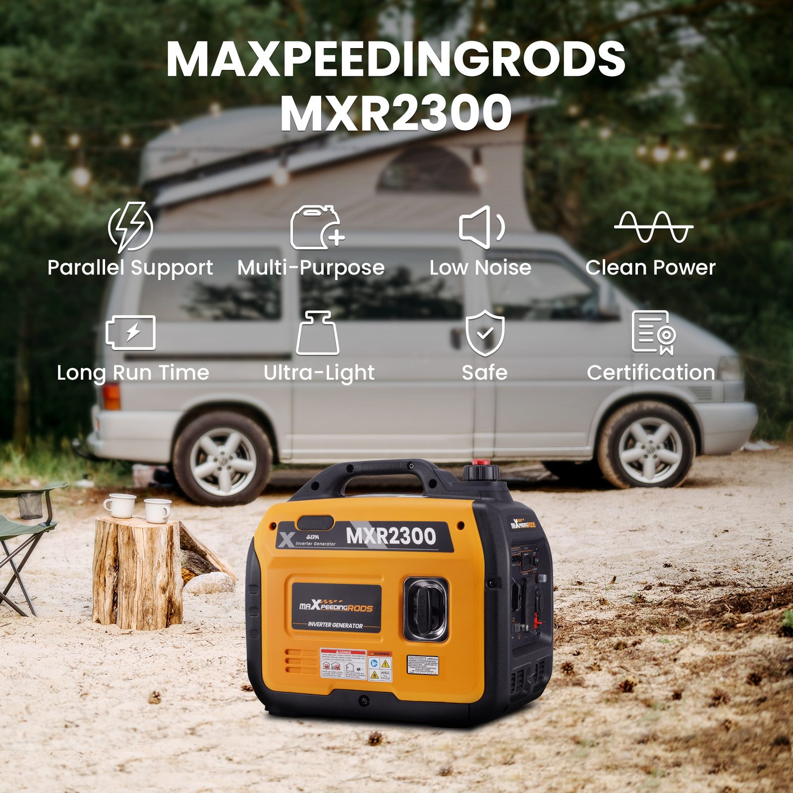 Maxpeedingrods-Super Quiet Portable Inverter Generator 2300W Quiet