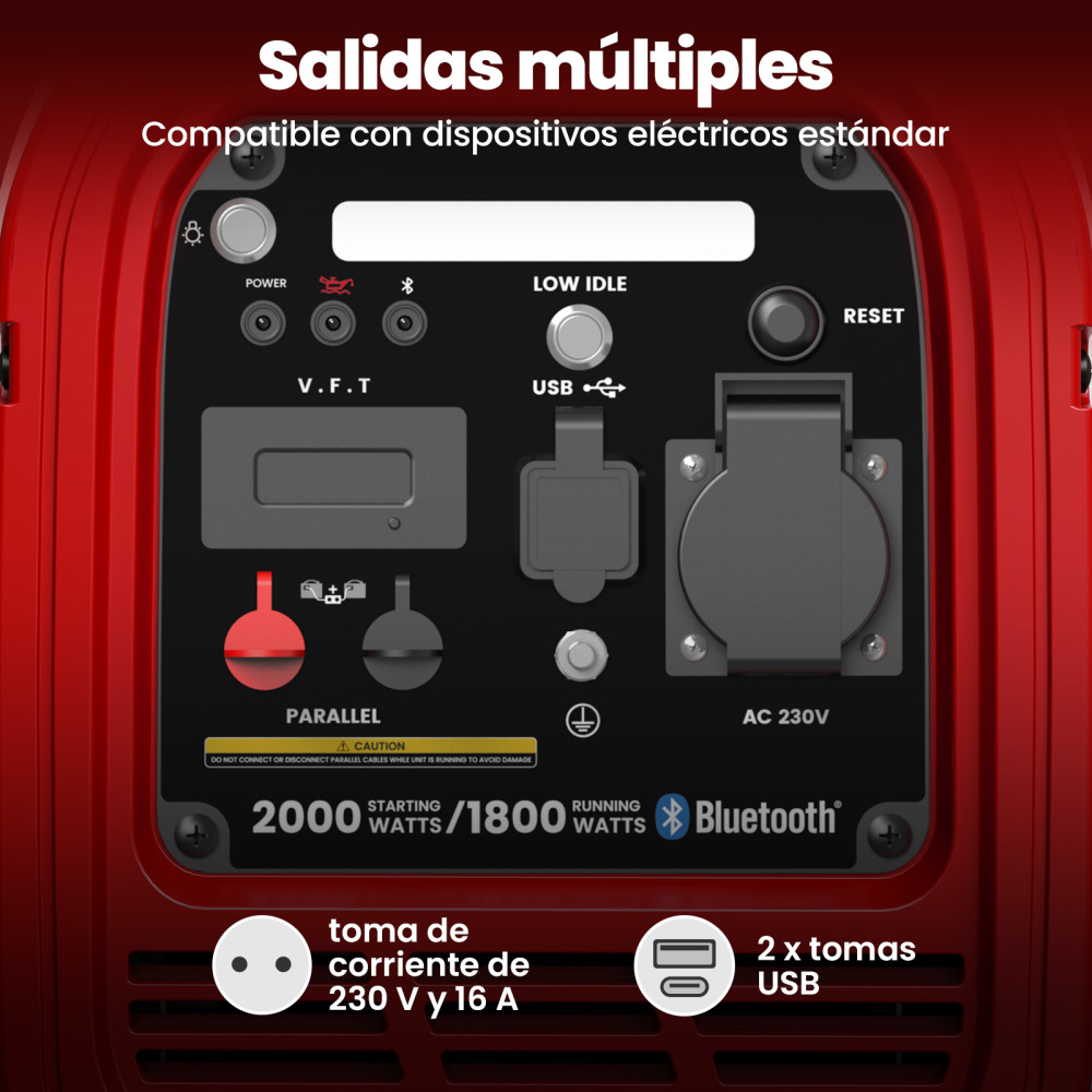2KW Generatore Di Corrente Inverter Portatile Benzina Bluetooth Monitore