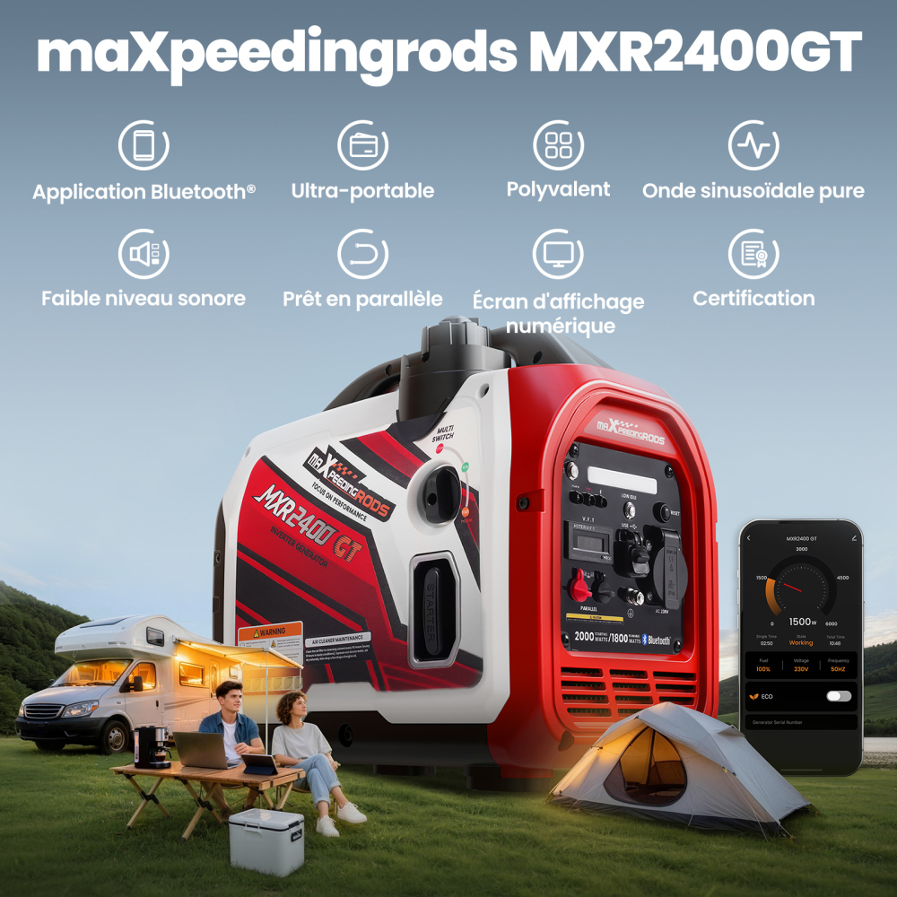 2KW Generatore Di Corrente Inverter Portatile Benzina Bluetooth Monitore