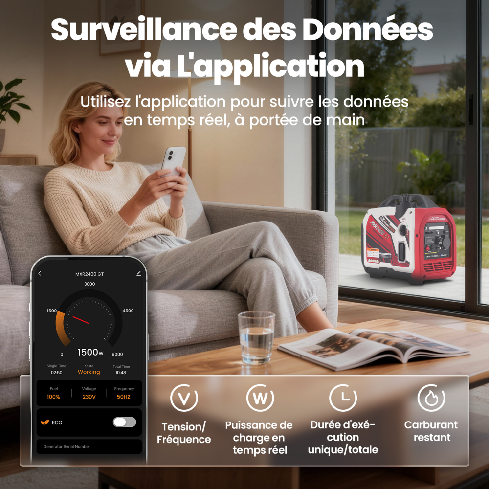 2KW Generatore Di Corrente Inverter Portatile Benzina Bluetooth Monitore