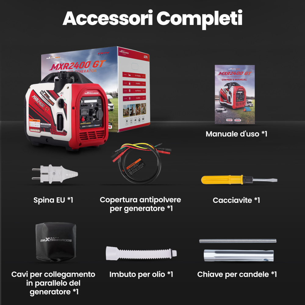 2KW Generatore Di Corrente Inverter Portatile Benzina Bluetooth Monitore