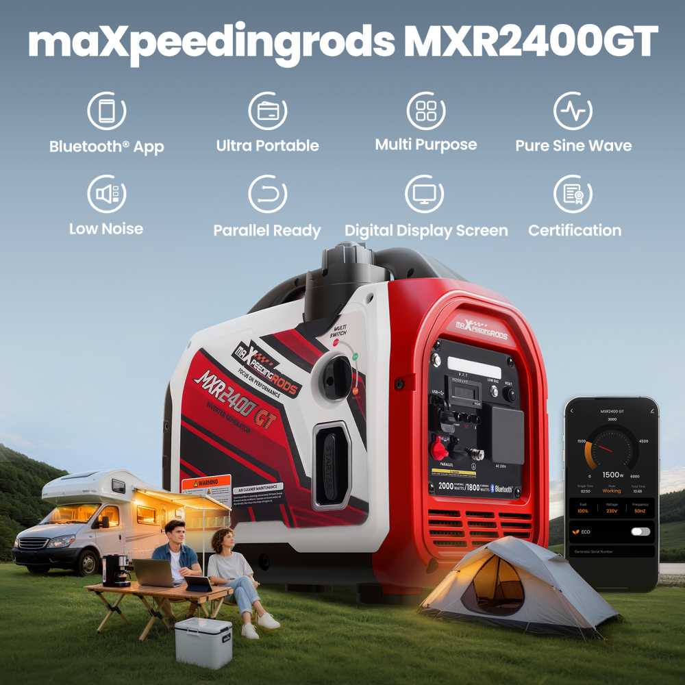 Suitecase 2000W Petrol Inverter Generator For Camping RV + Bluetooth App