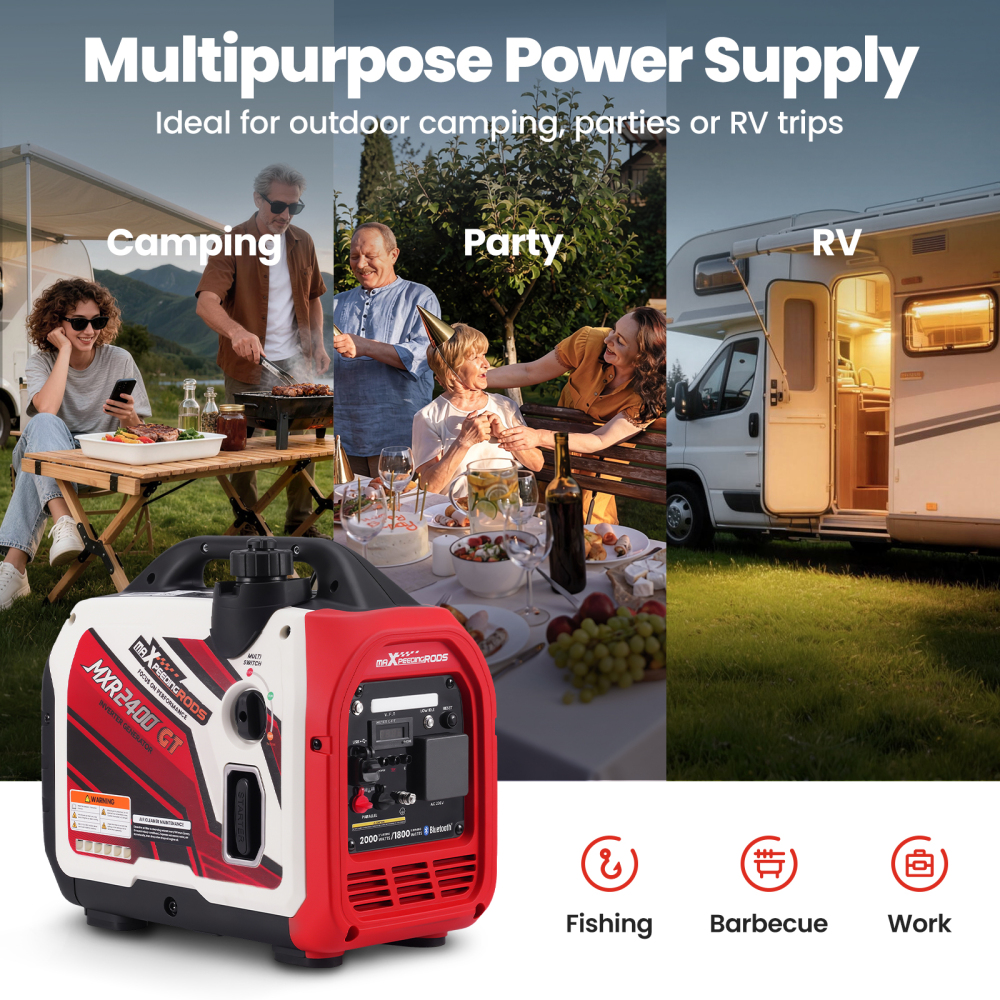 Suitecase 2000W Petrol Inverter Generator For Camping RV + Bluetooth App