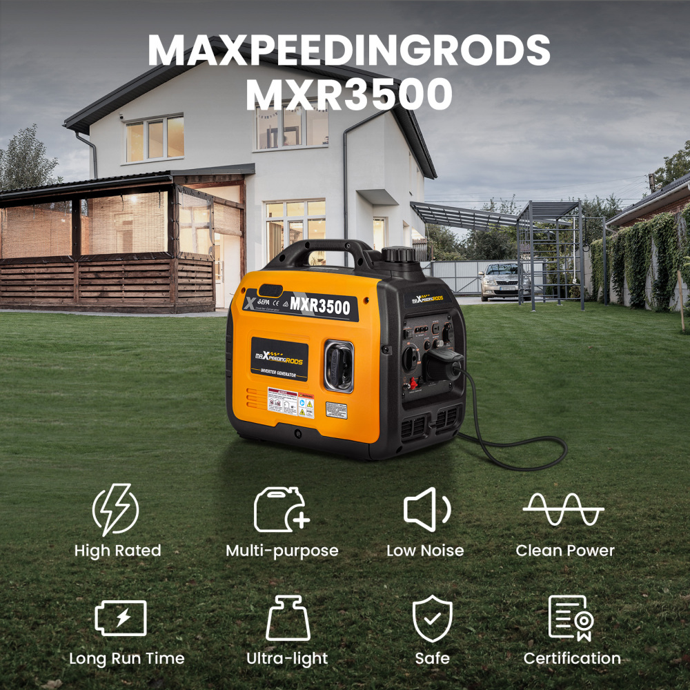 maXpeedingrods 3500 Peak Watts Portable Inverter Generator, Pure Sine Wave Petrol Quiet Generator, EPA Compliant, for Home Backup, Outdoor Camping RV Ready, 47lbs