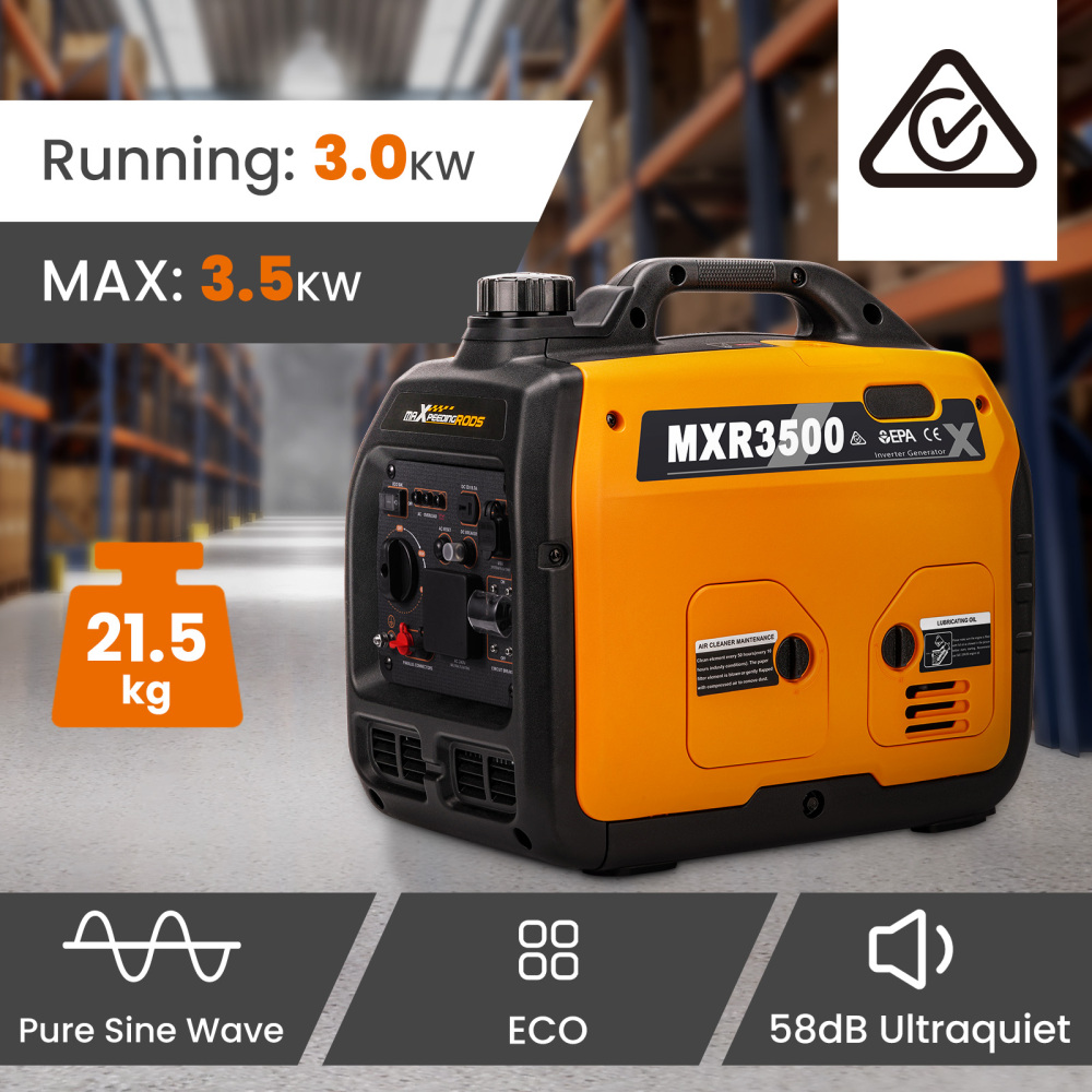 maXpeedingrods 3500 Peak Watts Portable Inverter Generator, Pure Sine Wave Petrol Quiet Generator, EPA Compliant, for Home Backup, Outdoor Camping RV Ready, 47lbs