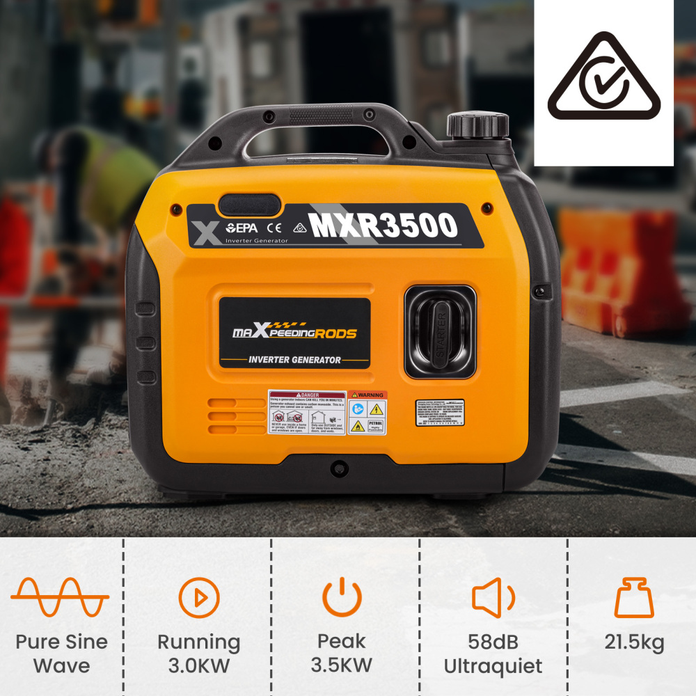 maXpeedingrods 3500 Peak Watts Portable Inverter Generator, Pure Sine Wave Petrol Quiet Generator, EPA Compliant, for Home Backup, Outdoor Camping RV Ready, 47lbs