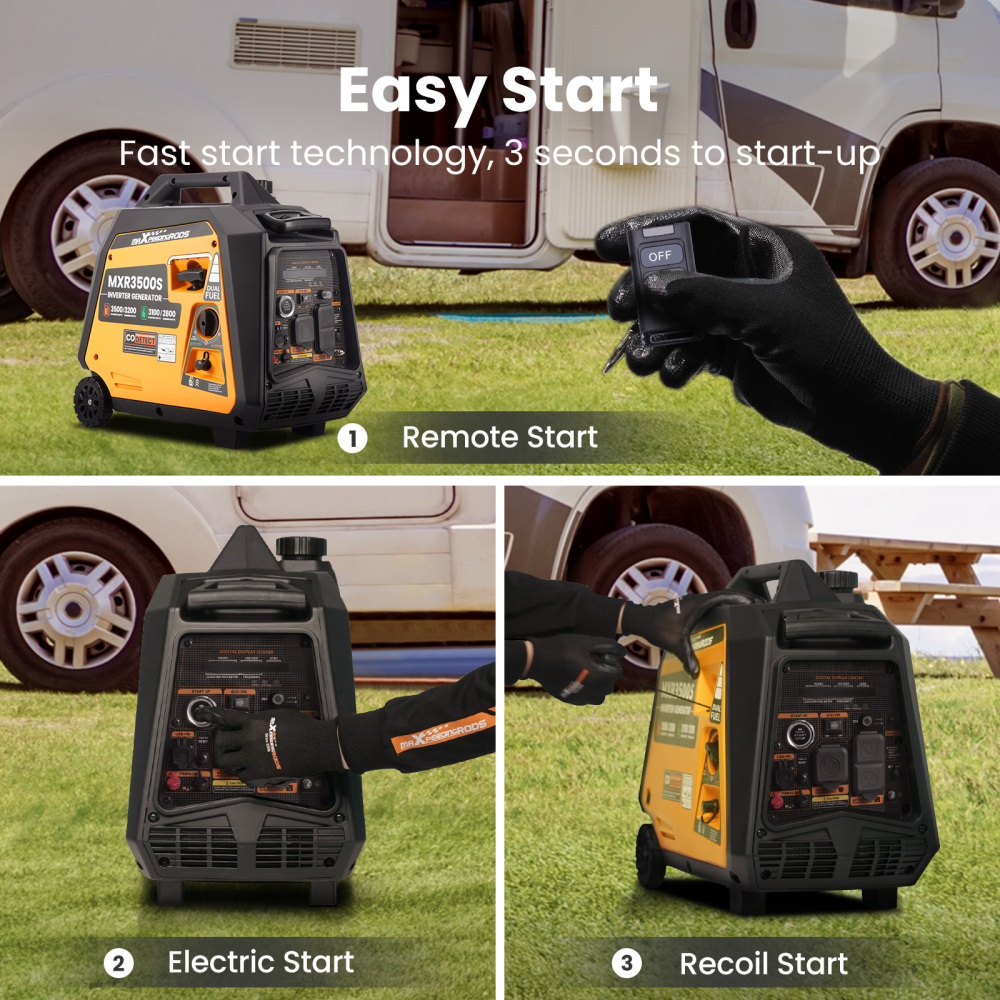 3500W Portable Super Quiet Dual Fuel Inverter Generator Electric Start Gas / LPG