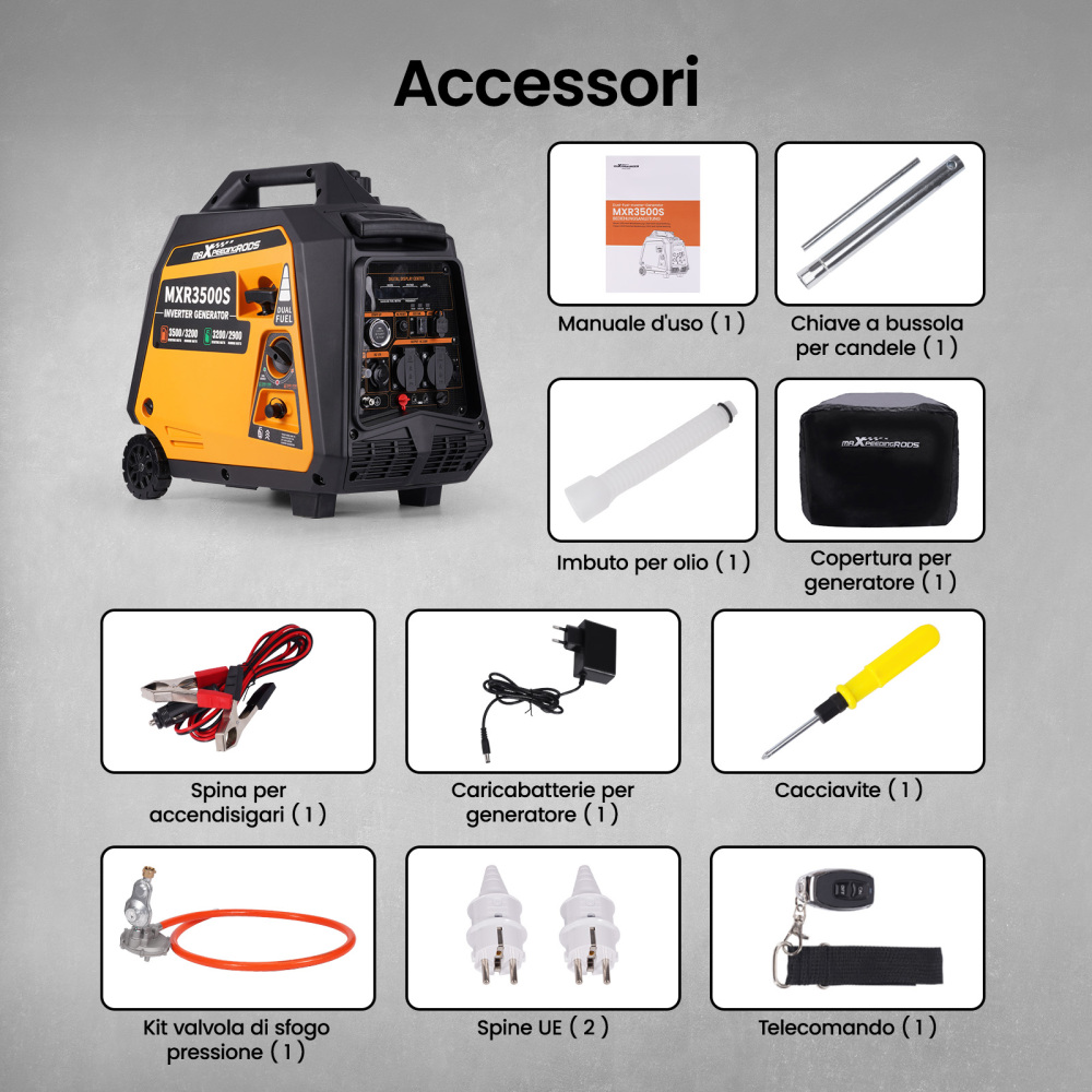 Generatore Di Corrente Inverter 3,2 Kw 3,5kw  230V 12V USB Elettrica Avviamento