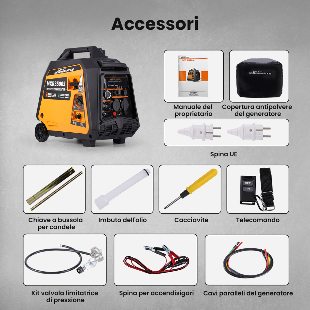 Generatore di corrente 3500 W GPL/gasolio Generatore digitale silenzioso Leggero come generatore di emergenza