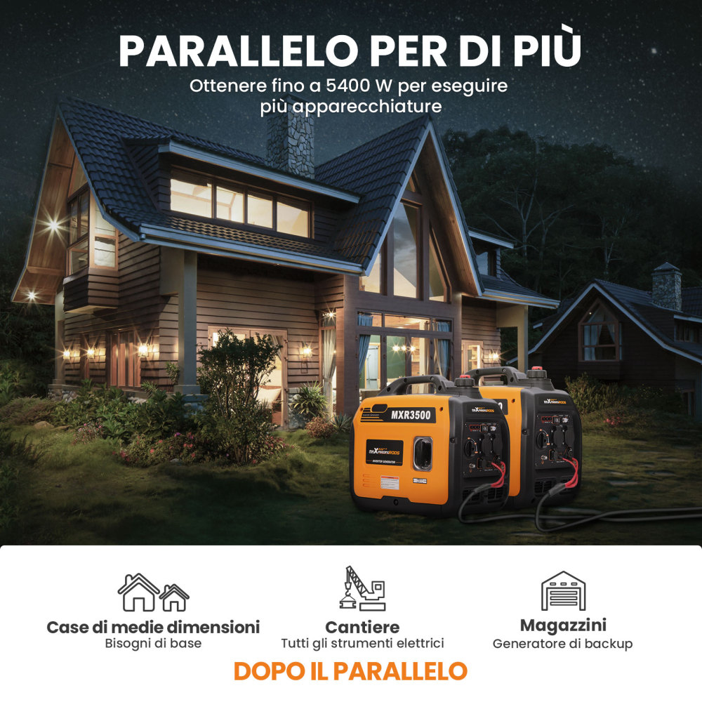 Generatore Di Corrente Inverter 3,3kw  230v 12v Porte  4 Tempi for Campeggio