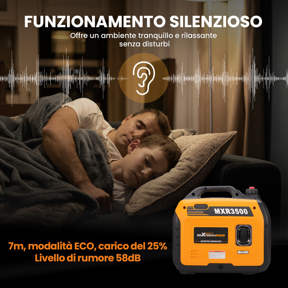 Generatore Di Corrente Inverter 3,3kw  230v 12v Porte  4 Tempi for Campeggio