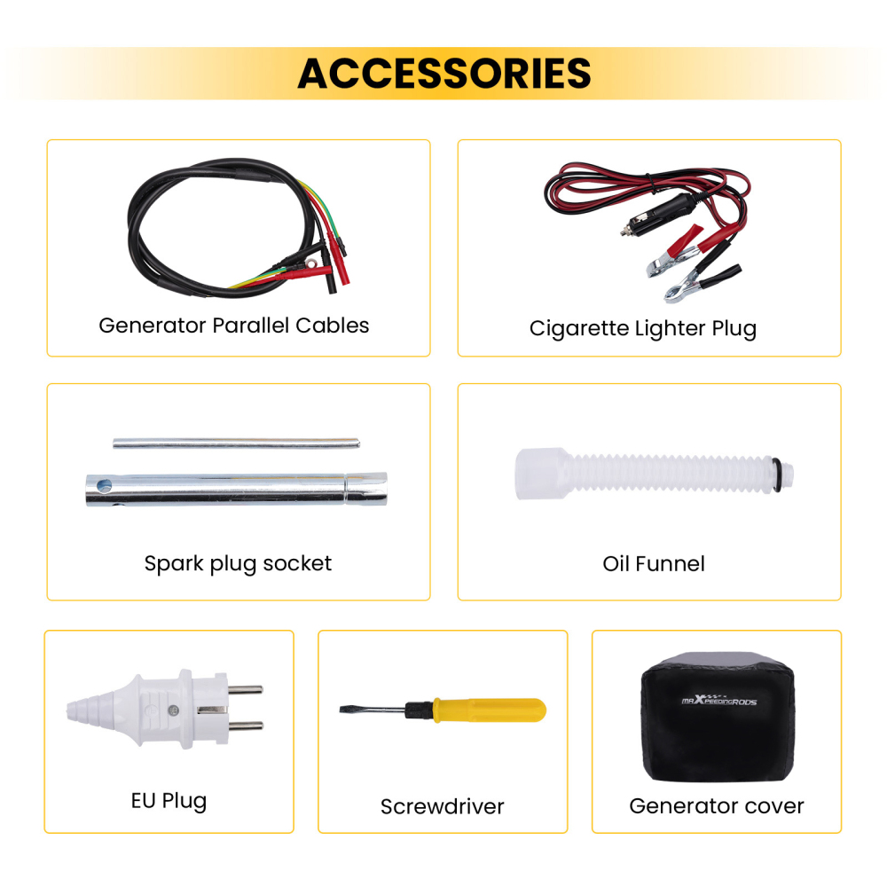 maXpeedingrods Inverter Emergency Generator 3300 W 230 V lightweight for camping travel construction site (Suitable for EU areas, not for UK)