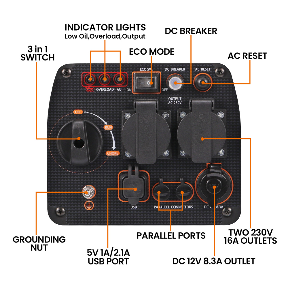 maXpeedingrods Inverter Emergency Generator 3300 W 230 V lightweight for camping travel construction site (Suitable for EU areas, not for UK)