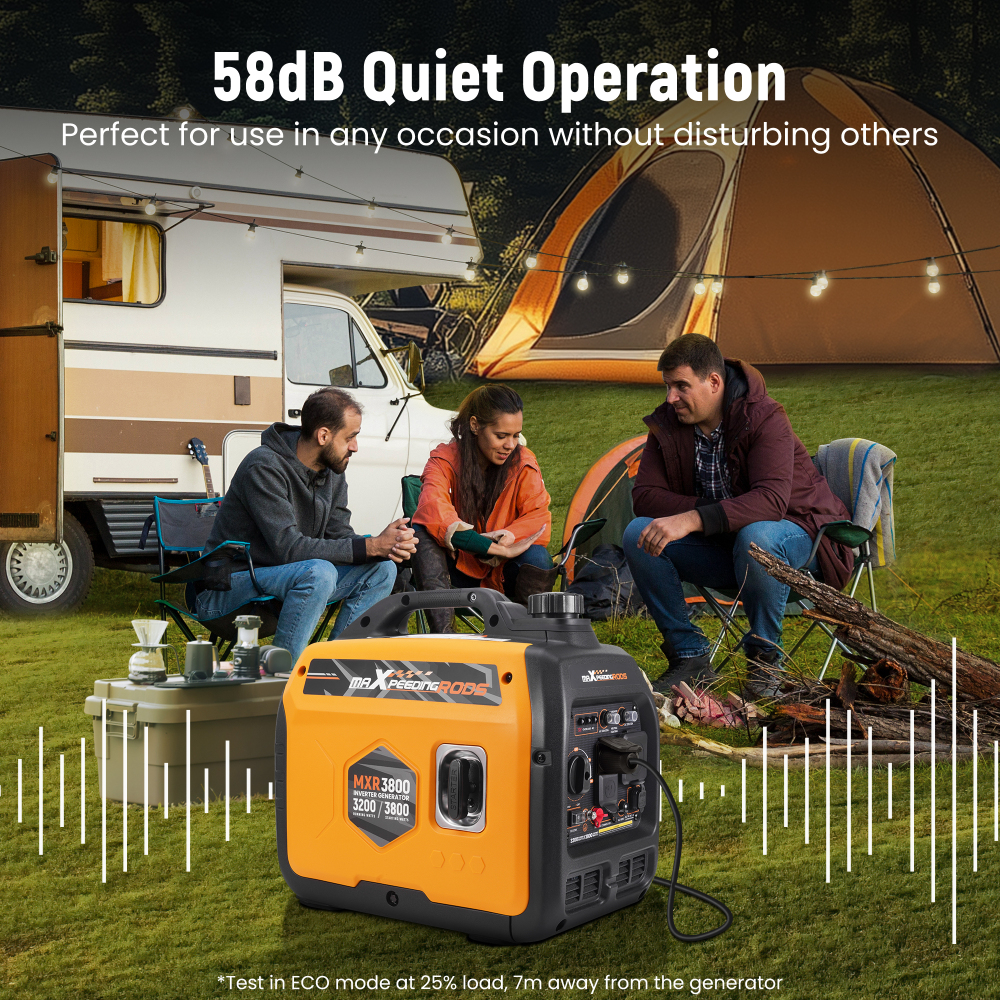 Gas Powered 3.8KW Portable Inverter Generator Super Quiet 58 dB Home Backup