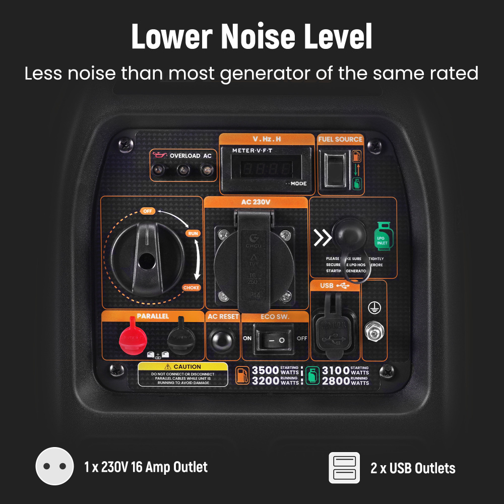 Generatore Inverter Portatile BenzinaLPG 3,2 Kw USB Connettori for Campeggia