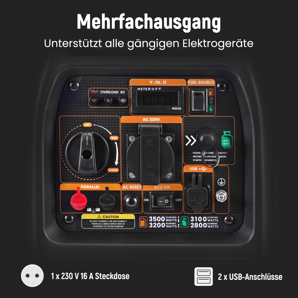 Generatore Inverter Portatile BenzinaLPG 3,2 Kw USB Connettori for Campeggia